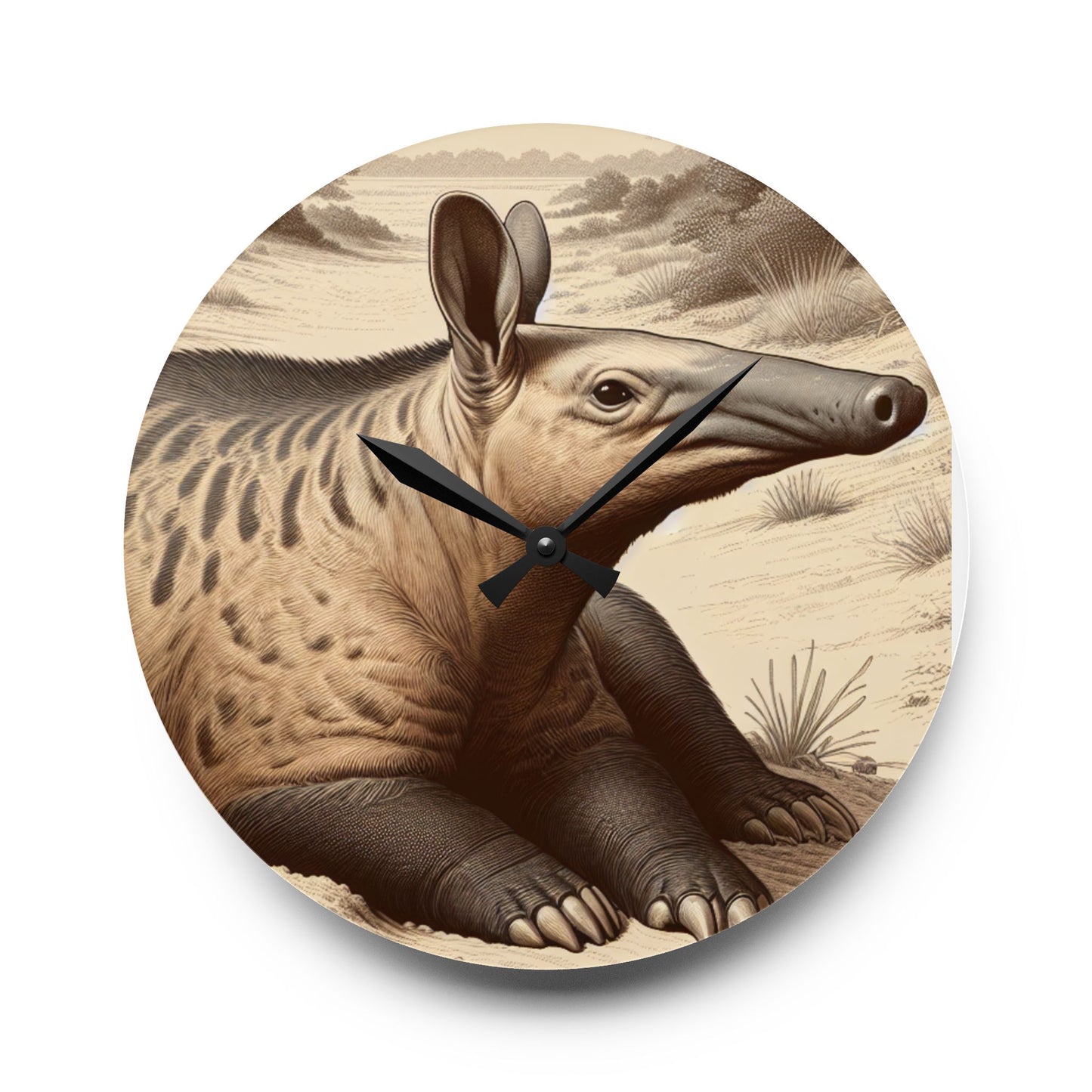 Nature-Inspired Decor & Wearables Aardvark Acrylic Wall Clock – Quirky Animal Art Spaces