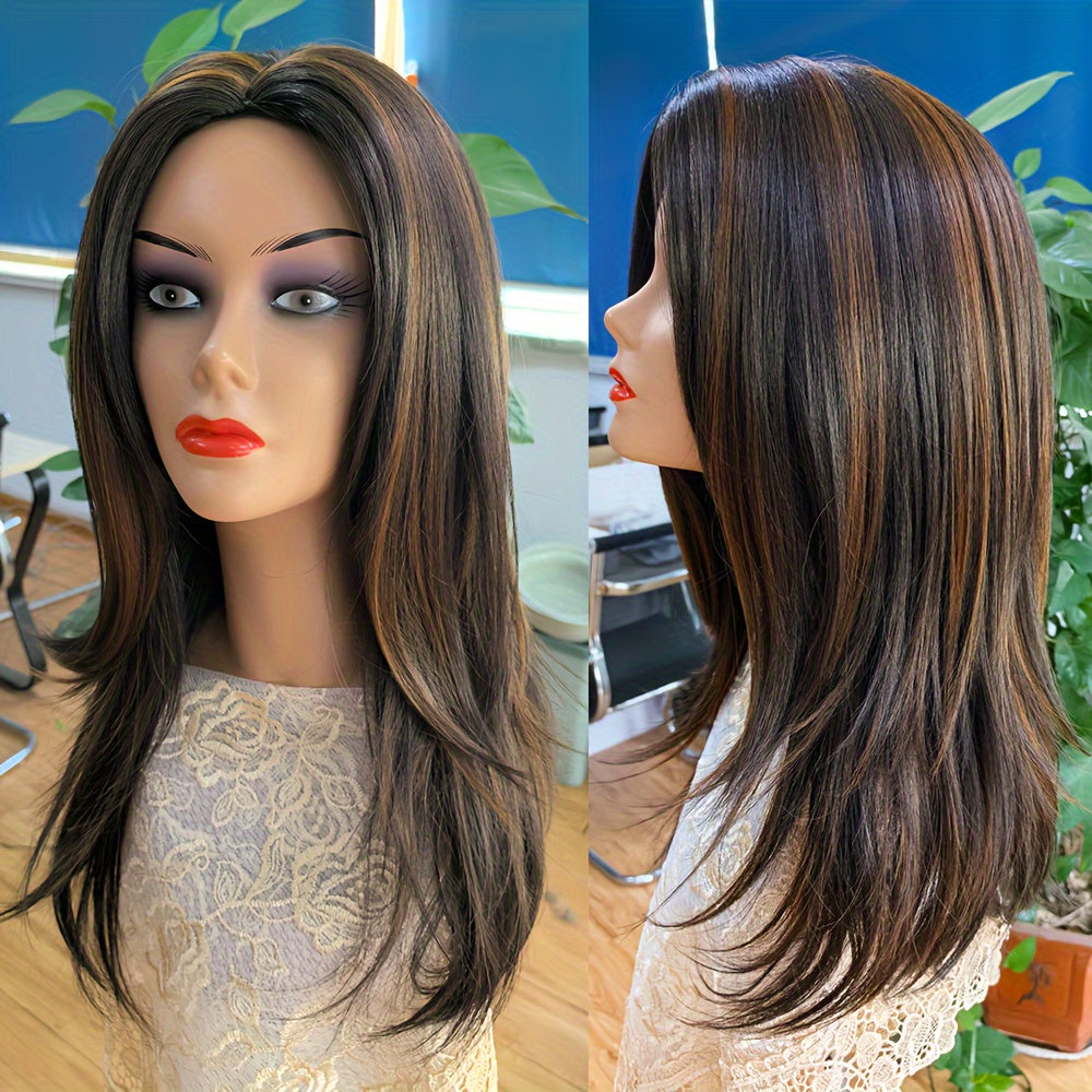 Classic Straight Synthetic Wig – Heat-Resistant 150% Density, Rose Net Cap (Basics Collection)/Crown & Glory Wigs