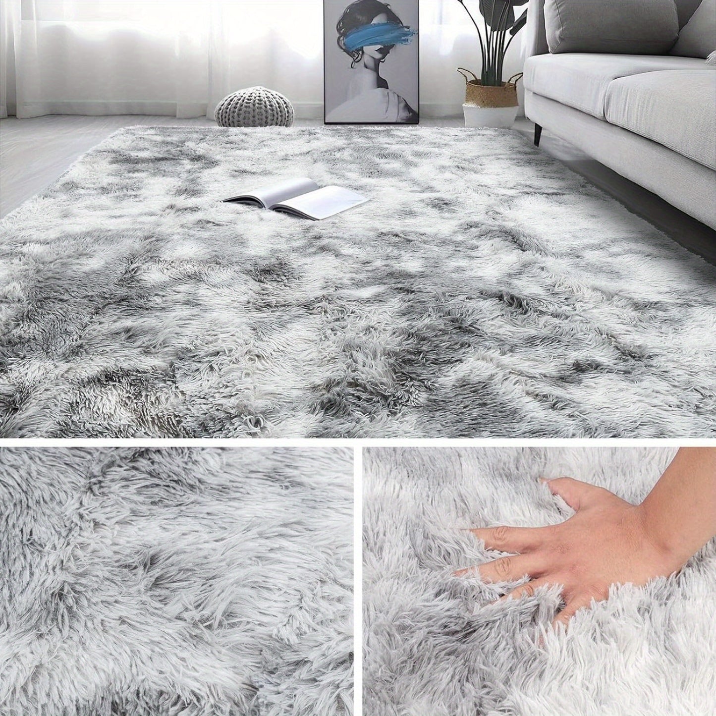 Trintion Soft Shaggy Rug – Thick Anti-Slip Polyester Carpet for Living Spaces\ Living Room Decor – Wall Art, Curtains, Clocks, Furniture & More