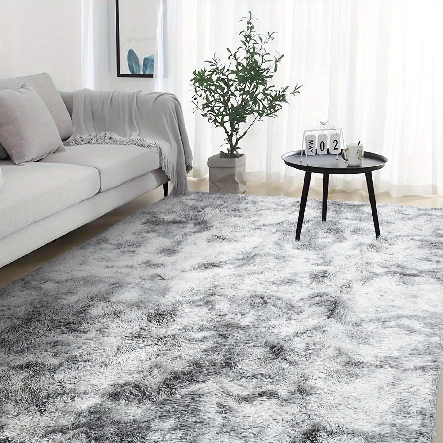 Trintion Soft Shaggy Rug – Thick Anti-Slip Polyester Carpet for Living Spaces\ Living Room Decor – Wall Art, Curtains, Clocks, Furniture & More
