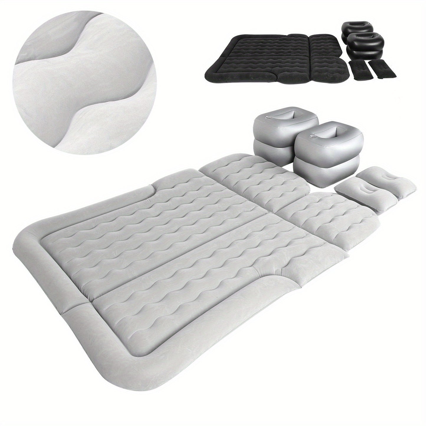 SUV Inflatable Car Air Mattress – Camping Bed Kit with Pillows & Pump (174x126cm)/Car