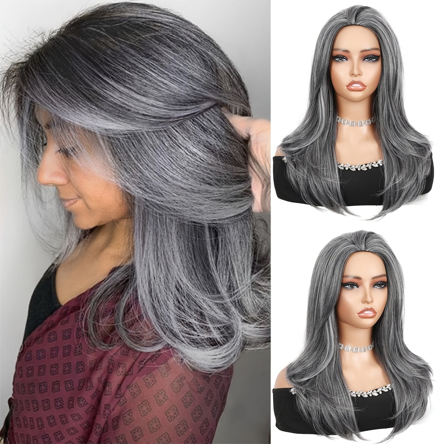 Classic Straight Synthetic Wig – Heat-Resistant 150% Density, Rose Net Cap (Basics Collection)/Crown & Glory Wigs
