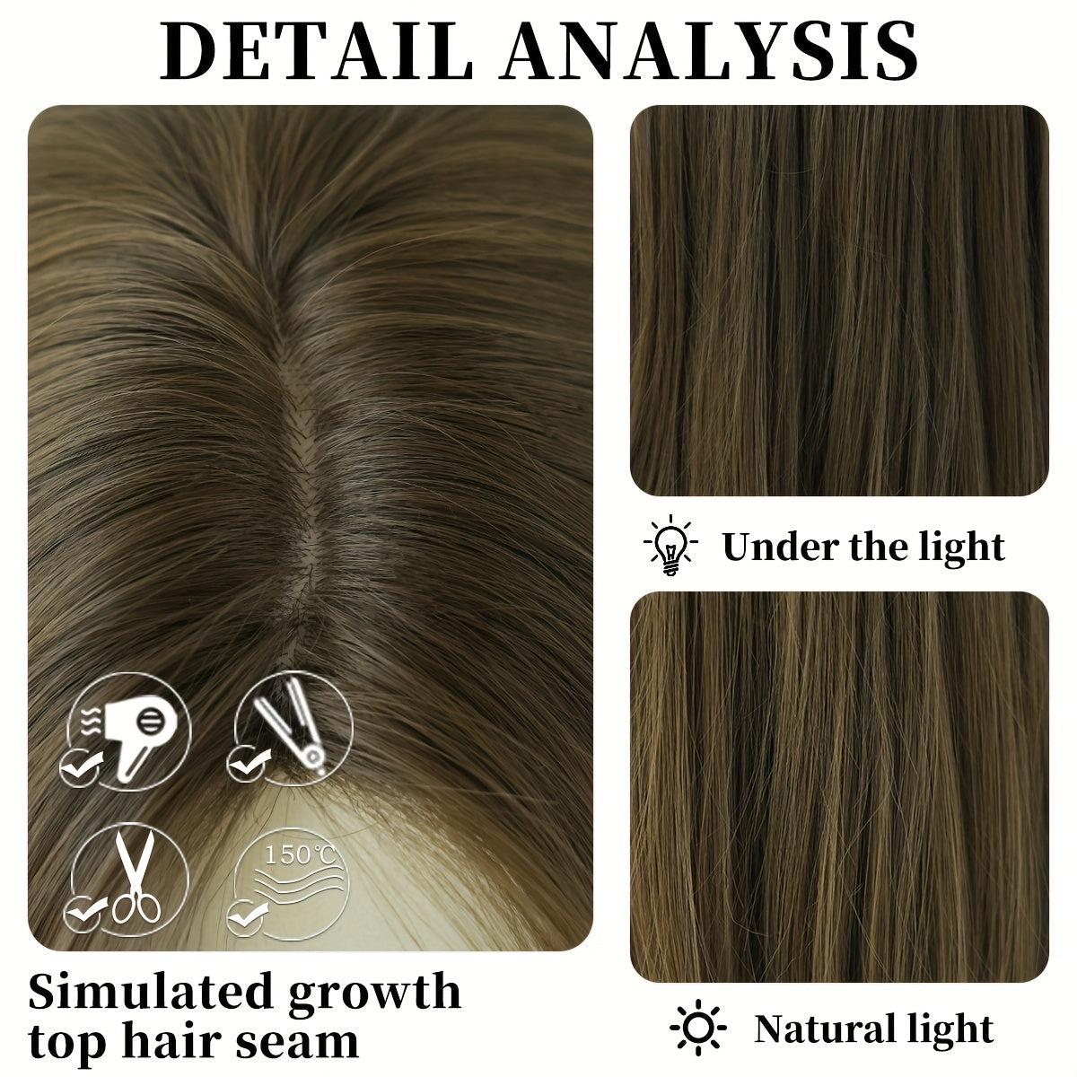 SPECIFICATIONS Cap Type: Rose Net Density: 150% Gender: Women Curl: Straight Hair Style: Basics Brand: 7JHH WIGS Hair Material: High temperature fiber Item ID: XB214984/Crown & Glory Wigs