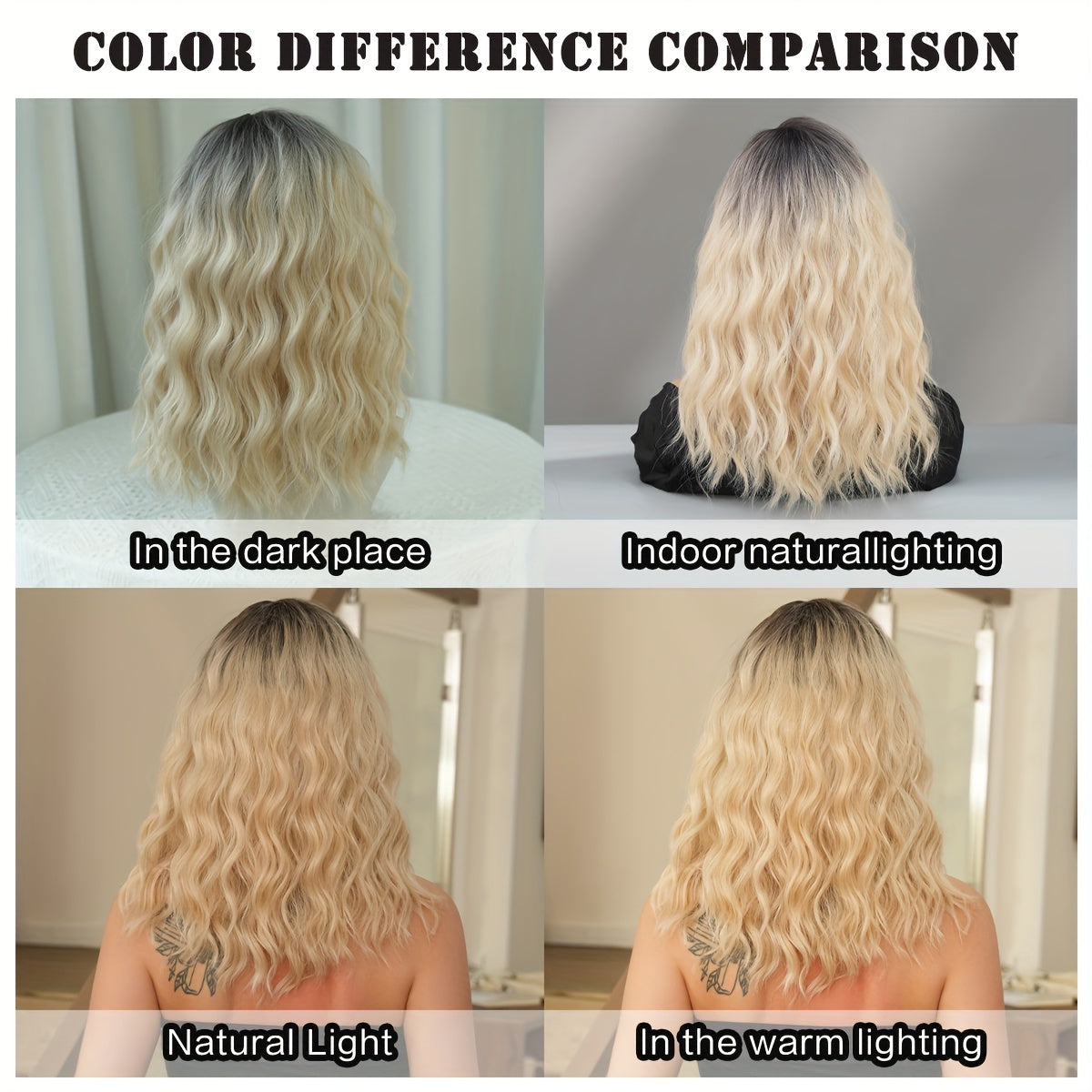 18" Ombre Blonde Deep Wave Wig – Shoulder-Length Vacation Style with Rose Net CapCrown & Glory Wigs