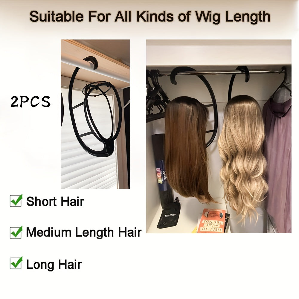 2PCS Hanging Wig Holders – Collapsible Wig Stand for Short to Long Wigs/Style & Shine Hair