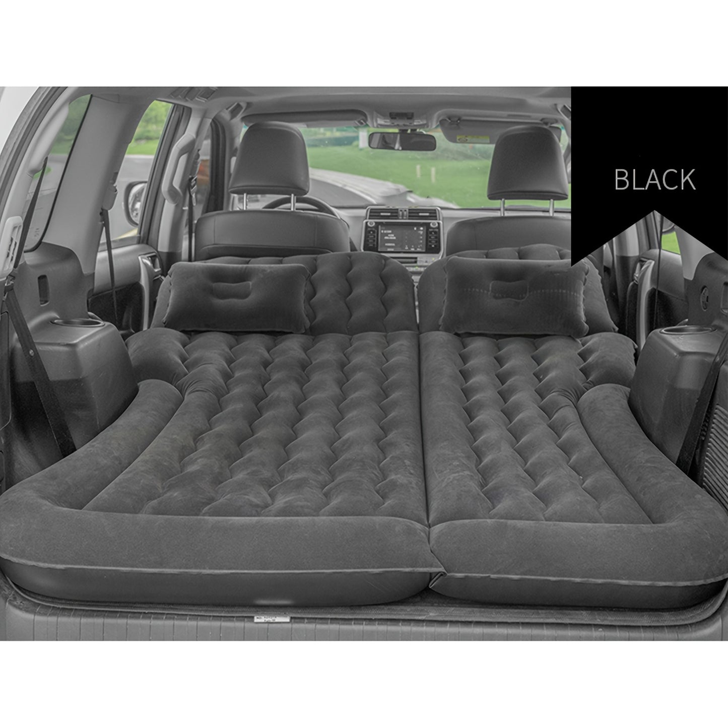 SUV Inflatable Car Air Mattress – Camping Bed Kit with Pillows & Pump (174x126cm)/Car