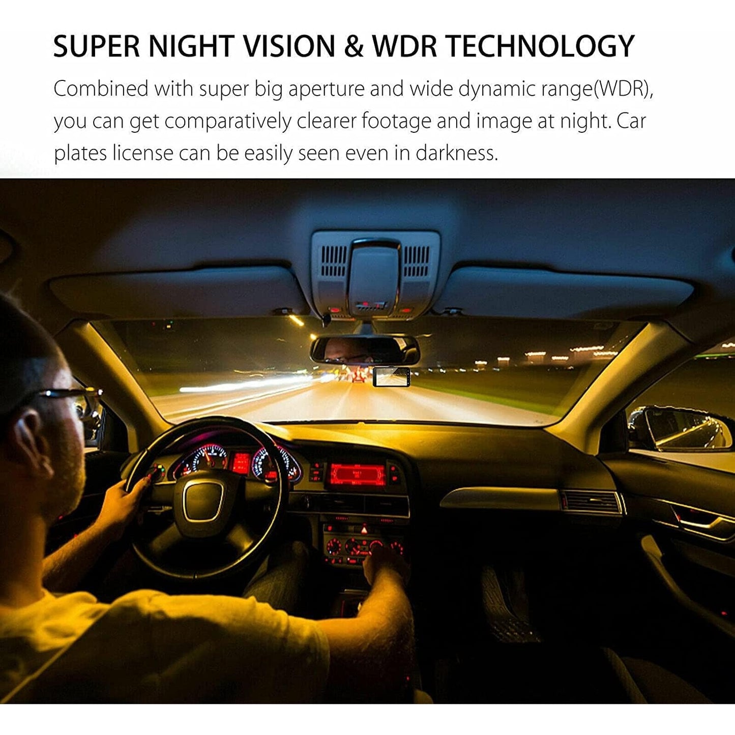 1080P Full HD Touchscreen Dash Cam – Front & Rear Cameras with Night Vision & G-Sensor/Car