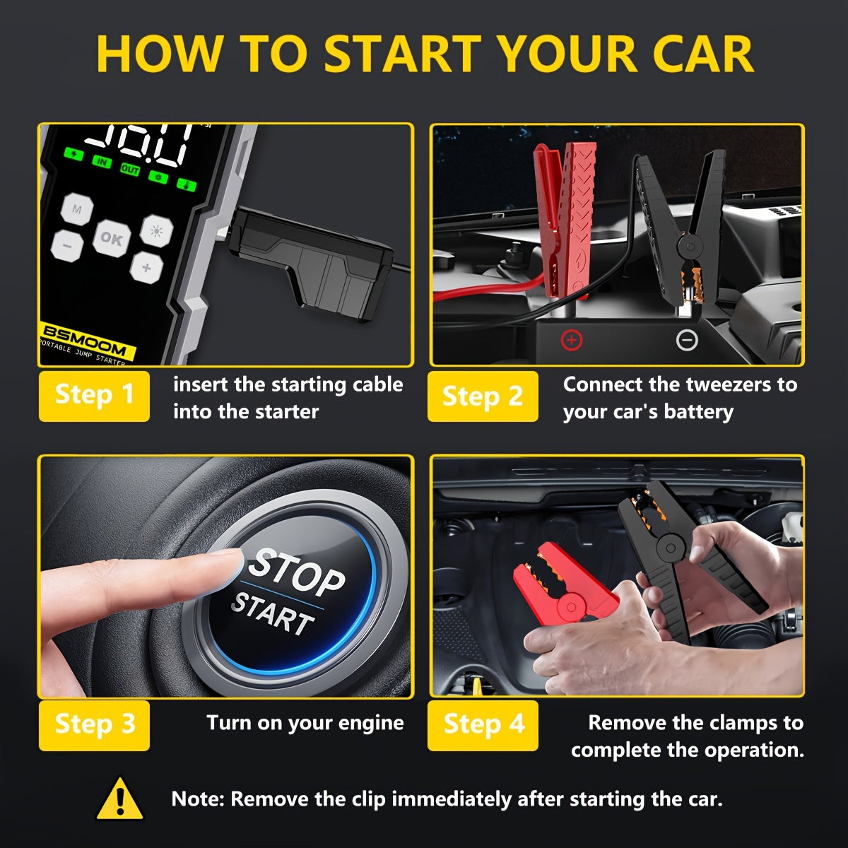 BSMOOM 4-in-1 Car Jump Starter with Air Compressor – 7000A, Power Bank & LED Light/Car