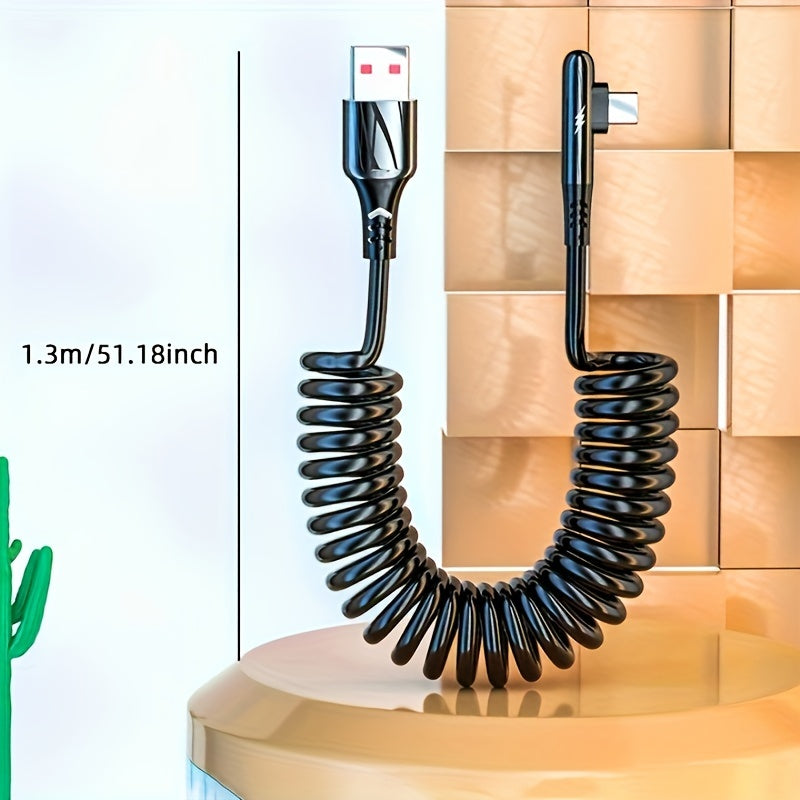 120W Fast Charging Luminous Spring Car Cable – USB to Type-CCar