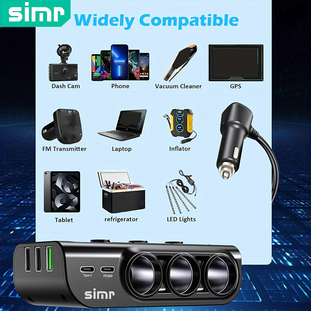 SIMR USB Type-C Fast Car Charger – Universal Car Plug Adapter (12V/24V Compatible)/Car