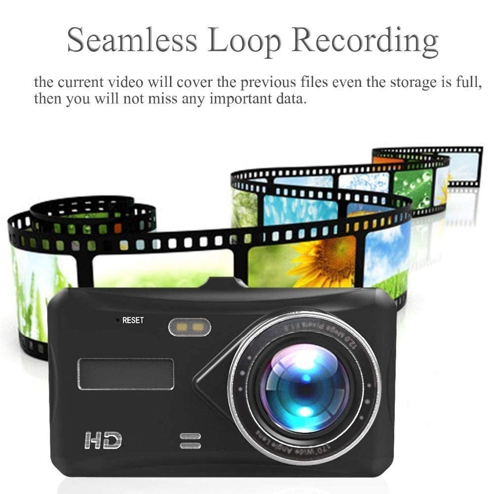 1080P Full HD Touchscreen Dash Cam – Front & Rear Cameras with Night Vision & G-Sensor/Car
