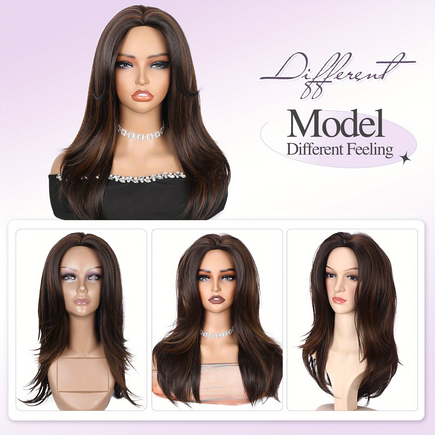 Classic Straight Synthetic Wig – Heat-Resistant 150% Density, Rose Net Cap (Basics Collection)/Crown & Glory Wigs