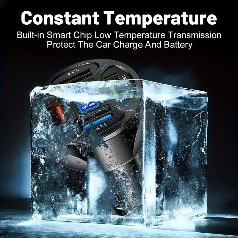 3-Port USB Car Charger with LED Voltage Display – QC3.0 Fast Charging for 12V/24V Vehicles/Car