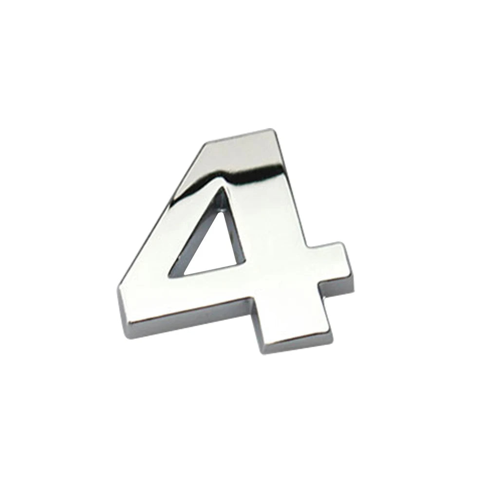 3D Silver Alloy Letter & Number Car Emblem Sticker – A–Z & 0–9/Car