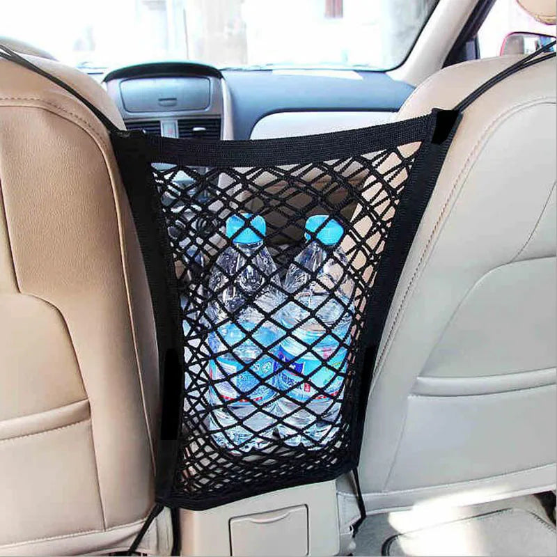 Elastic Car Storage Net Pocket – Rear Seat Safety Barrier & Organizer/Car