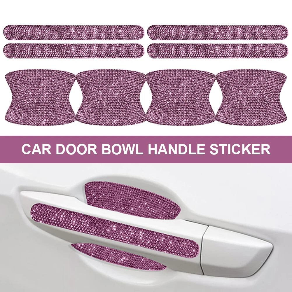 8pcs Bling Car Door Handle & Bowl Protector Kit – Rhinestone Scratch-Resistant Stickers/Car
