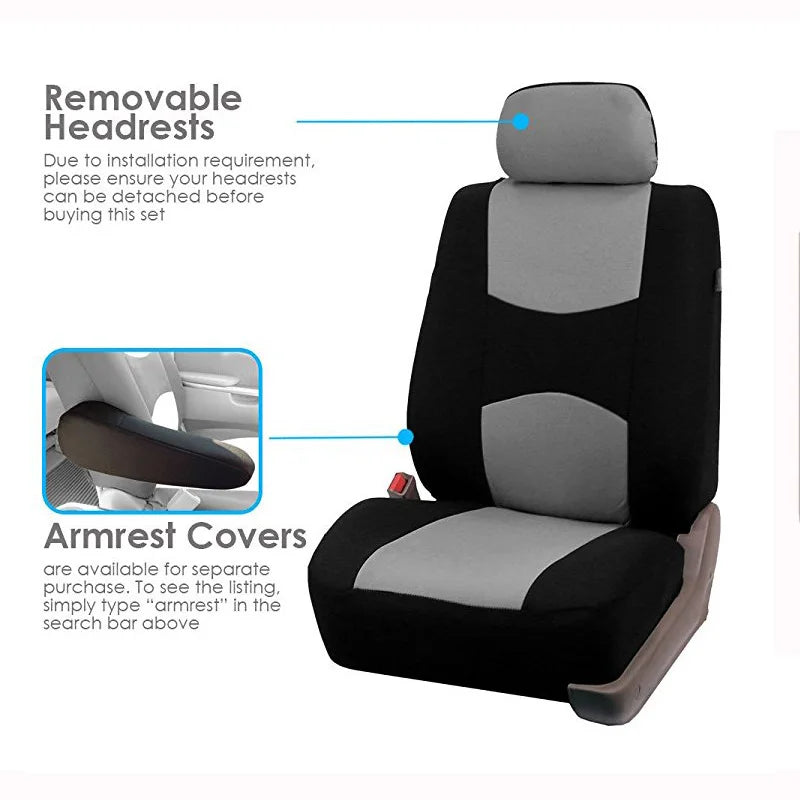 AUTOYOUTH Universal Car Seat Covers – Full Set Interior Protection (Breathable Polyester)/Car