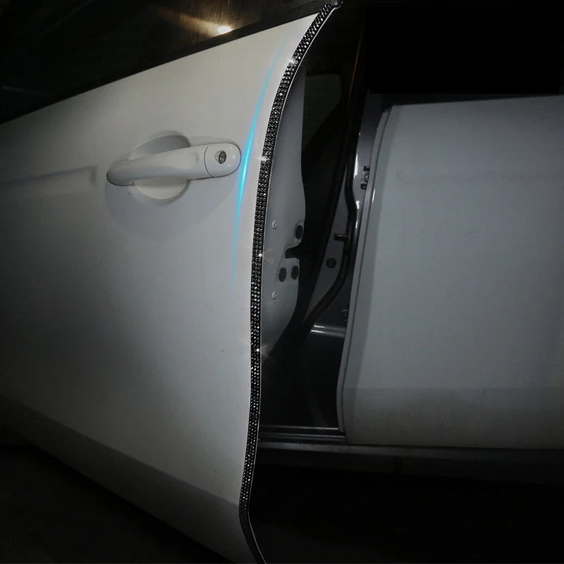 Crystal Rhinestone Car Door Edge Protector – 4pcs Anti-Collision Sticker Strips (45x1cm)/Car