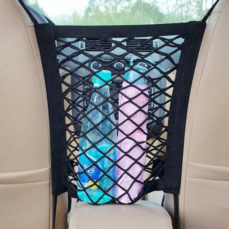Elastic Car Storage Net Pocket – Rear Seat Safety Barrier & Organizer/Car