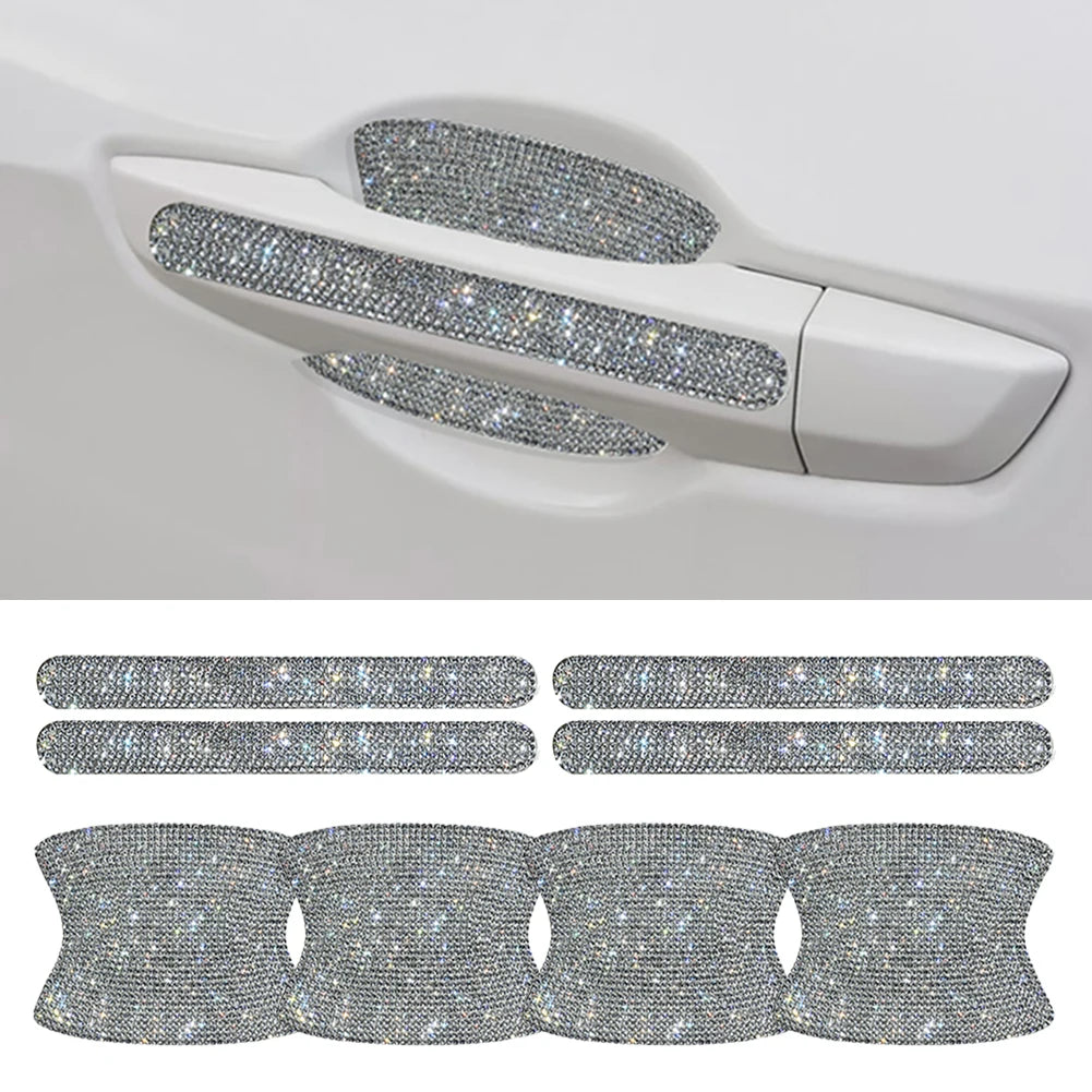 8pcs Bling Car Door Handle & Bowl Protector Kit – Rhinestone Scratch-Resistant Stickers/Car