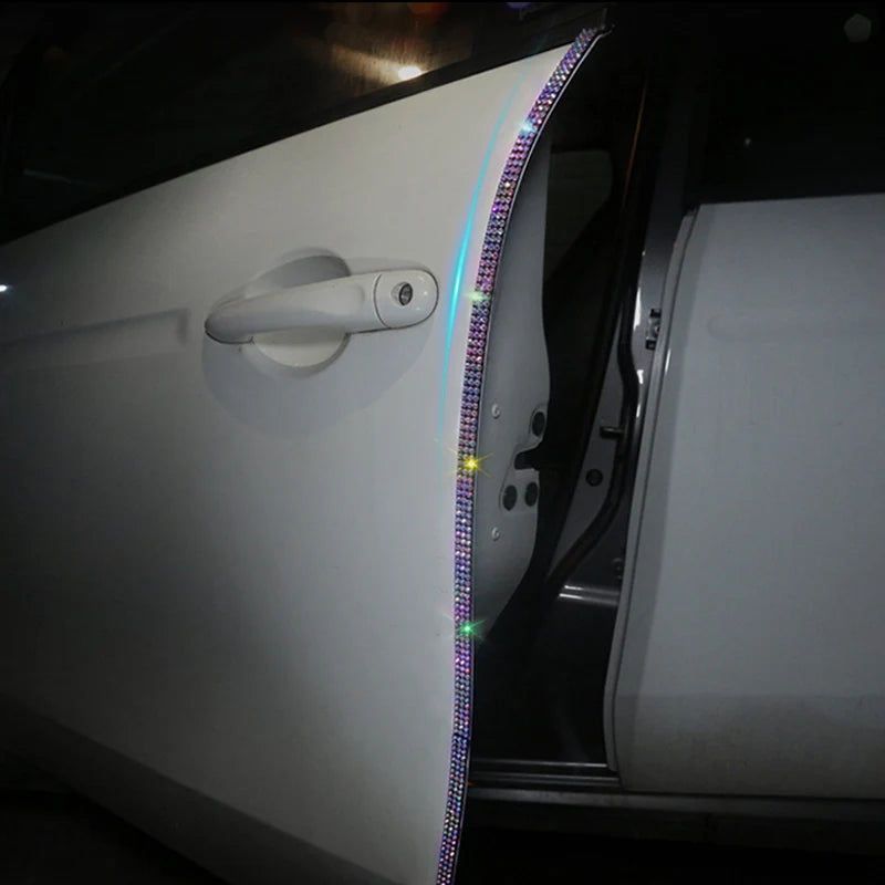 Crystal Rhinestone Car Door Edge Protector – 4pcs Anti-Collision Sticker Strips (45x1cm)/Car