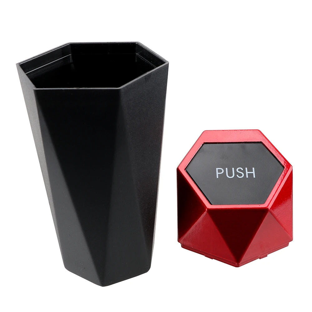 LEEPEE Mini Car Trash Can – Pressing Lid, Compact Storage Bin (Square Design)/Car