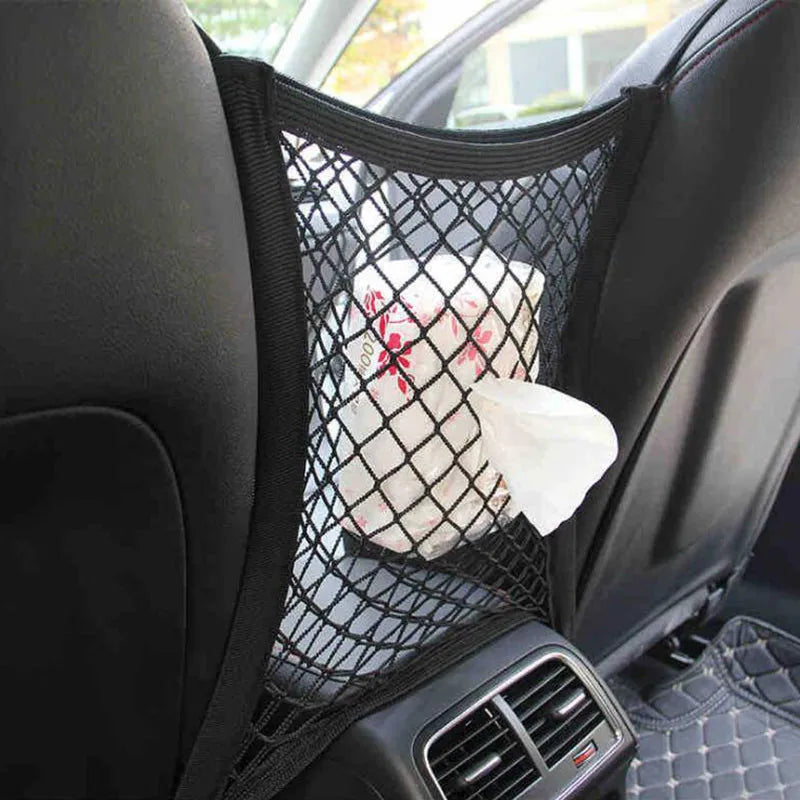 Elastic Car Storage Net Pocket – Rear Seat Safety Barrier & Organizer/Car