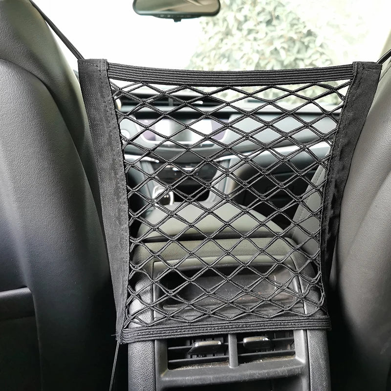 Elastic Car Storage Net Pocket – Rear Seat Safety Barrier & Organizer/Car