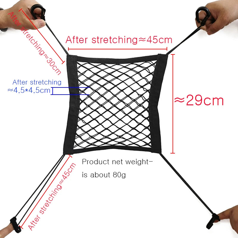 Elastic Car Storage Net Pocket – Rear Seat Safety Barrier & Organizer/Car