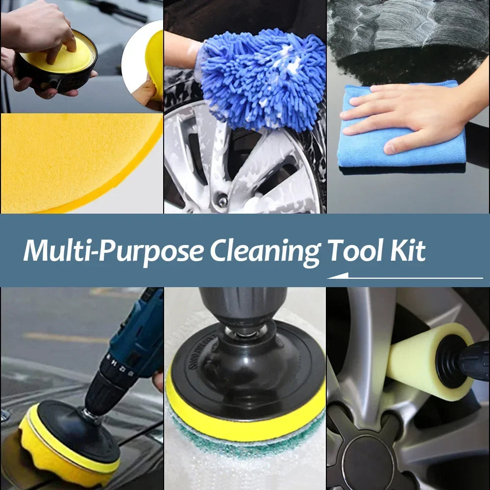 7-Piece Car Cleaning & Polishing Kit – Sponge Buffing Drill Pads Set/Car