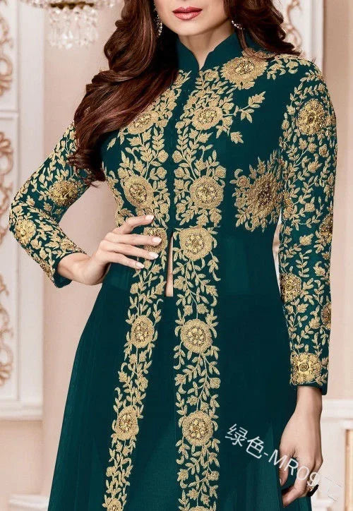Muslim family - Elegant Chiffon Maxi Dress with Lace