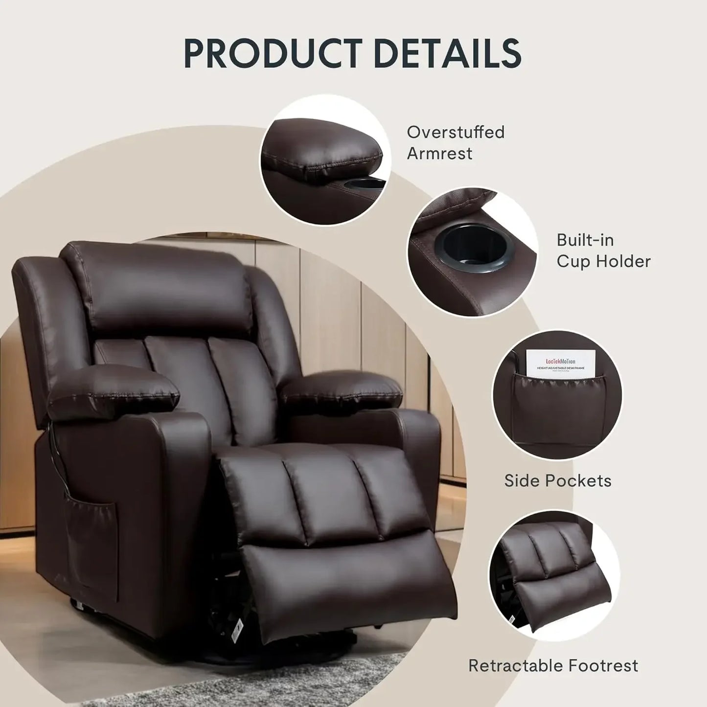 FLEXISPOT Power Lift Recliner Chair – Faux Leather with Massage, Heat & Remote Control (Black) Living Room Decor – Wall Art, Curtains, Clocks, Furniture & More\