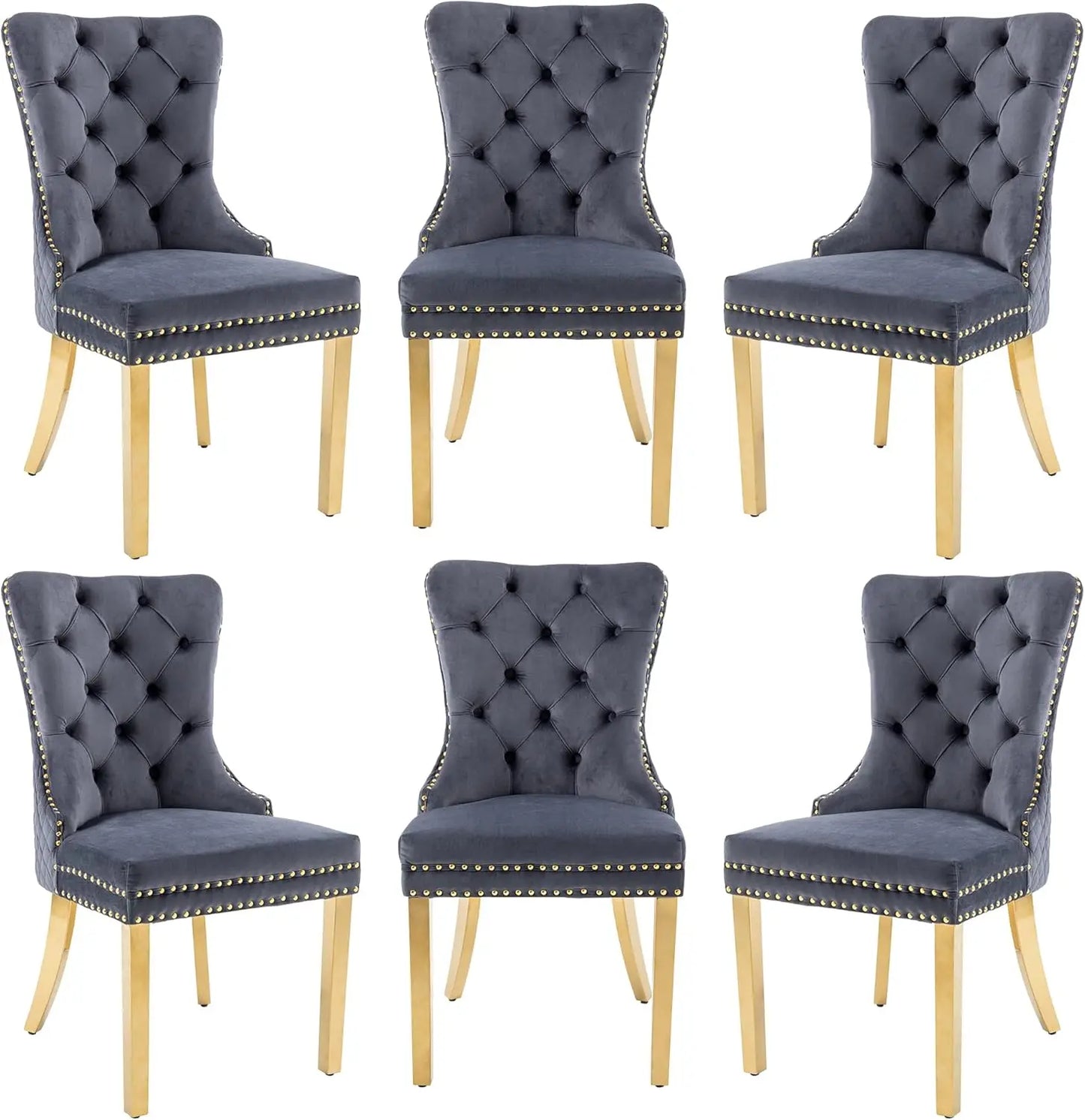 Luxury Velvet Dining Chairs (Set of 2) – High Back with Nailhead Trim & Lion Head Ring Pull\ Living Room Decor – Wall Art, Curtains, Clocks, Furniture & More