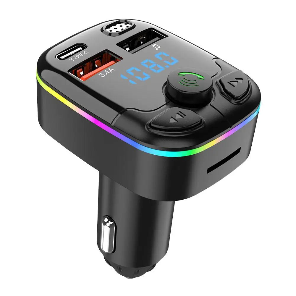 Bluetooth Car MP3 Player with Dual USB, Fast Charging & FM Transmitter – 12V/24V/Car