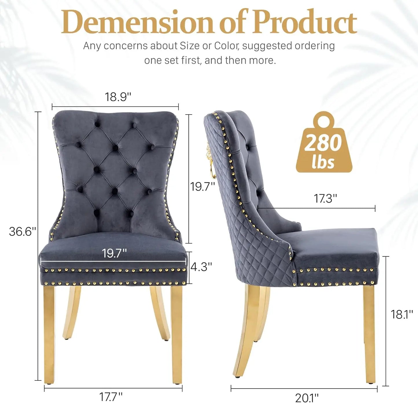 Luxury Velvet Dining Chairs (Set of 2) – High Back with Nailhead Trim & Lion Head Ring Pull\ Living Room Decor – Wall Art, Curtains, Clocks, Furniture & More