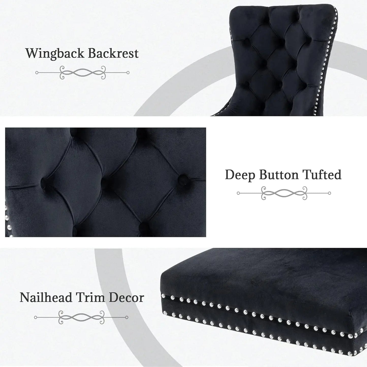 Luxury Velvet Dining Chairs (Set of 2) – High Back with Nailhead Trim & Lion Head Ring Pull\ Living Room Decor – Wall Art, Curtains, Clocks, Furniture & More