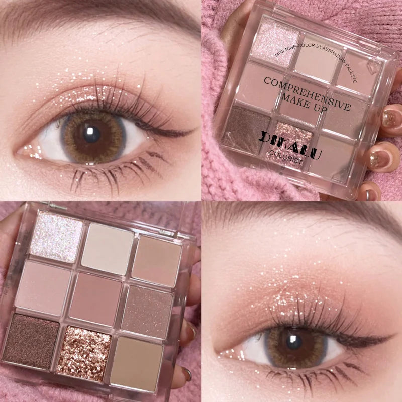 Makeup and face - 9-Color Eyeshadow Palette – Matte, Shimmer & Metallic Finishes