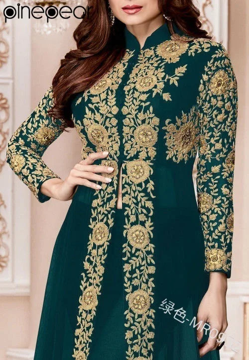 Muslim family - Elegant Chiffon Maxi Dress with Lace
