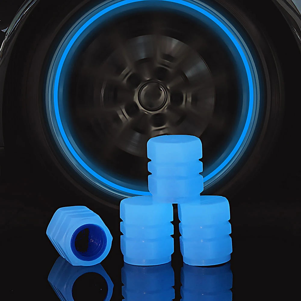Luminous Valve Stem Caps – Glow-in-the-Dark Tire Covers for Cars & Motorcycles (Fluorescent Pink, Green, Blue)/Car