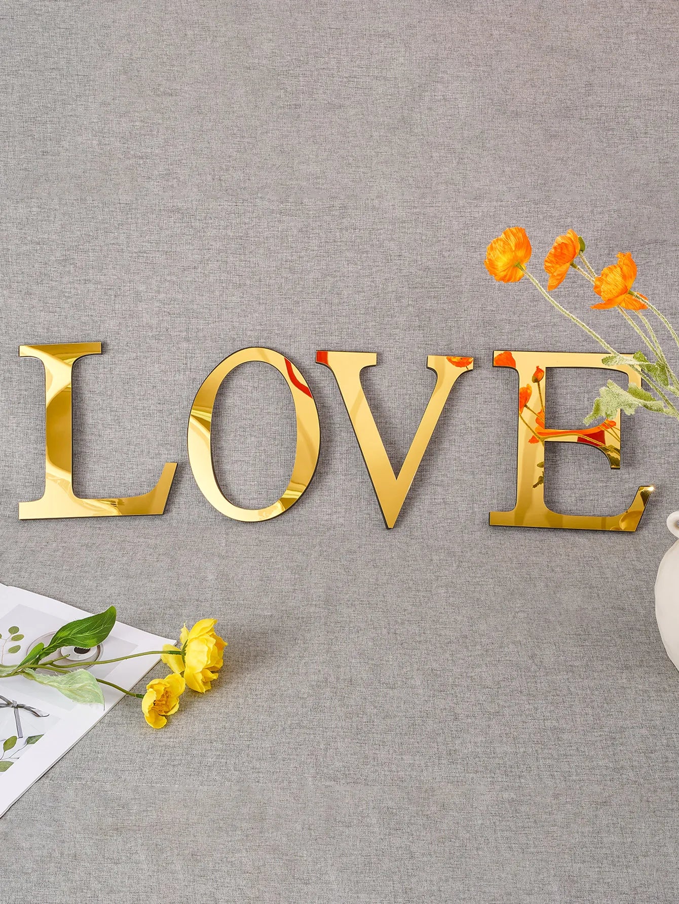 Gold Mirror Acrylic Wall Letters – DIY Peel & Stick English Alphabet Décor\ Living Room Decor – Wall Art, Curtains, Clocks, Furniture & More
