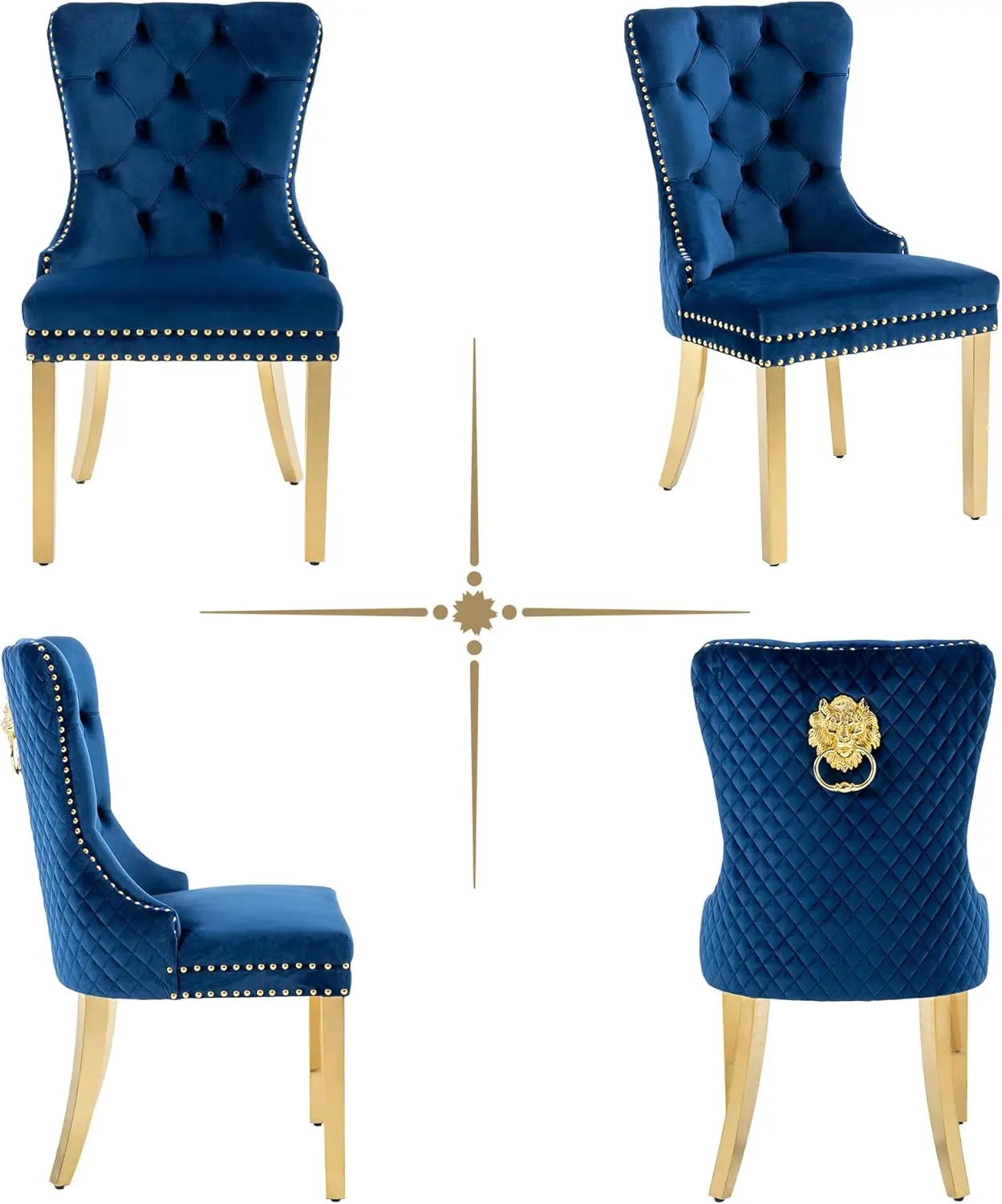 Luxury Velvet Dining Chairs (Set of 2) – High Back with Nailhead Trim & Lion Head Ring Pull\ Living Room Decor – Wall Art, Curtains, Clocks, Furniture & More