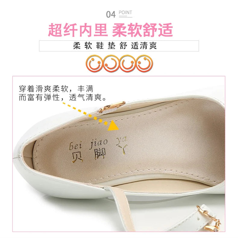 girl shoes - Girls Princess High Heels – White PU Leather Dress Shoes for Parties, Dance & Special Days