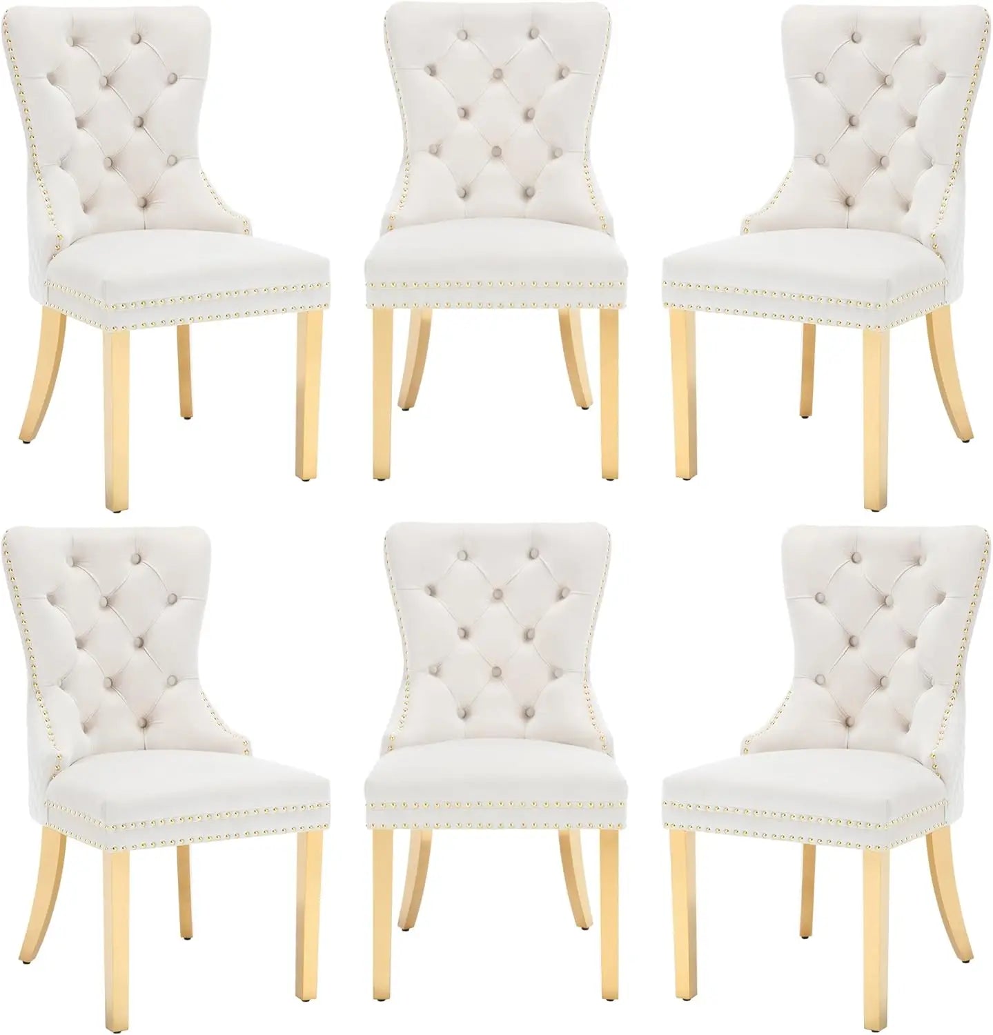 Luxury Velvet Dining Chairs (Set of 2) – High Back with Nailhead Trim & Lion Head Ring Pull\ Living Room Decor – Wall Art, Curtains, Clocks, Furniture & More