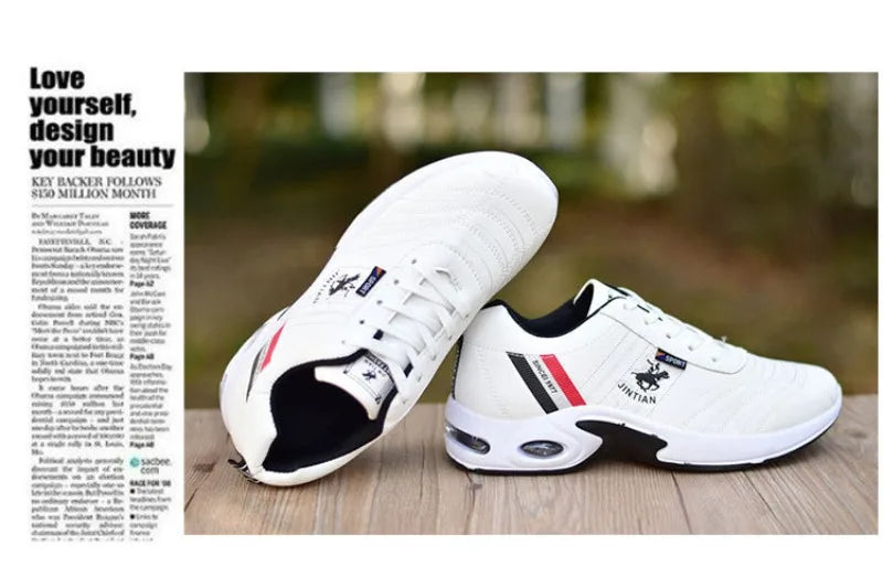 Men shoes - Men’s Board Sneakers – Breathable PU Casual Shoes with Height Boost & All-Season Comfort