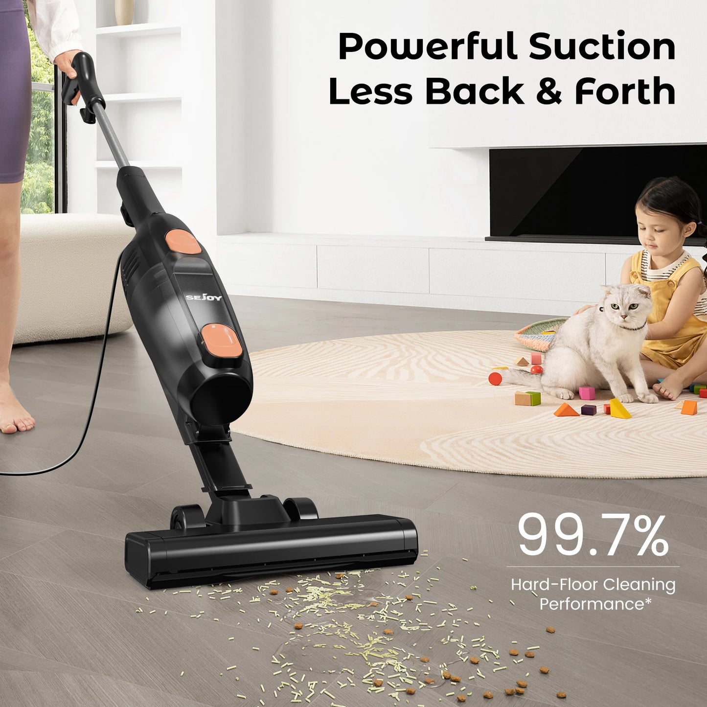 SEJOYS 2-in-1 Corded Stick Vacuum Cleaner – 15KPa Suction with HEPA Filter for Home, Carpet & Pet Hair\ Living Room Decor – Wall Art, Curtains, Clocks, Furniture & More