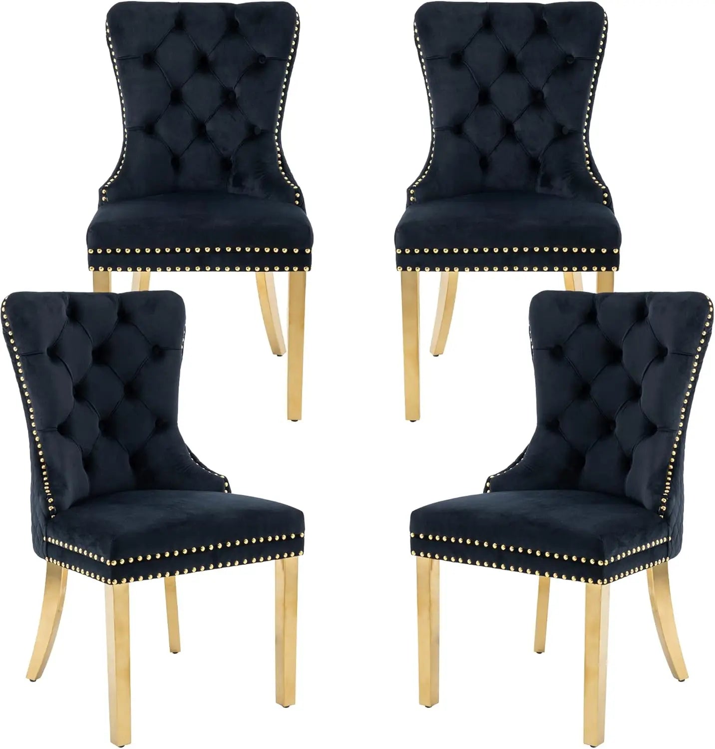 Luxury Velvet Dining Chairs (Set of 2) – High Back with Nailhead Trim & Lion Head Ring Pull\ Living Room Decor – Wall Art, Curtains, Clocks, Furniture & More