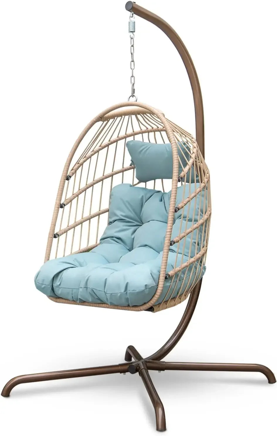 MOCCSOCC Luxury Wicker Egg Chair – Outdoor Hanging Swing with Water-Resistant Cushions Living Room Decor – Wall Art, Curtains, Clocks, Furniture & More\