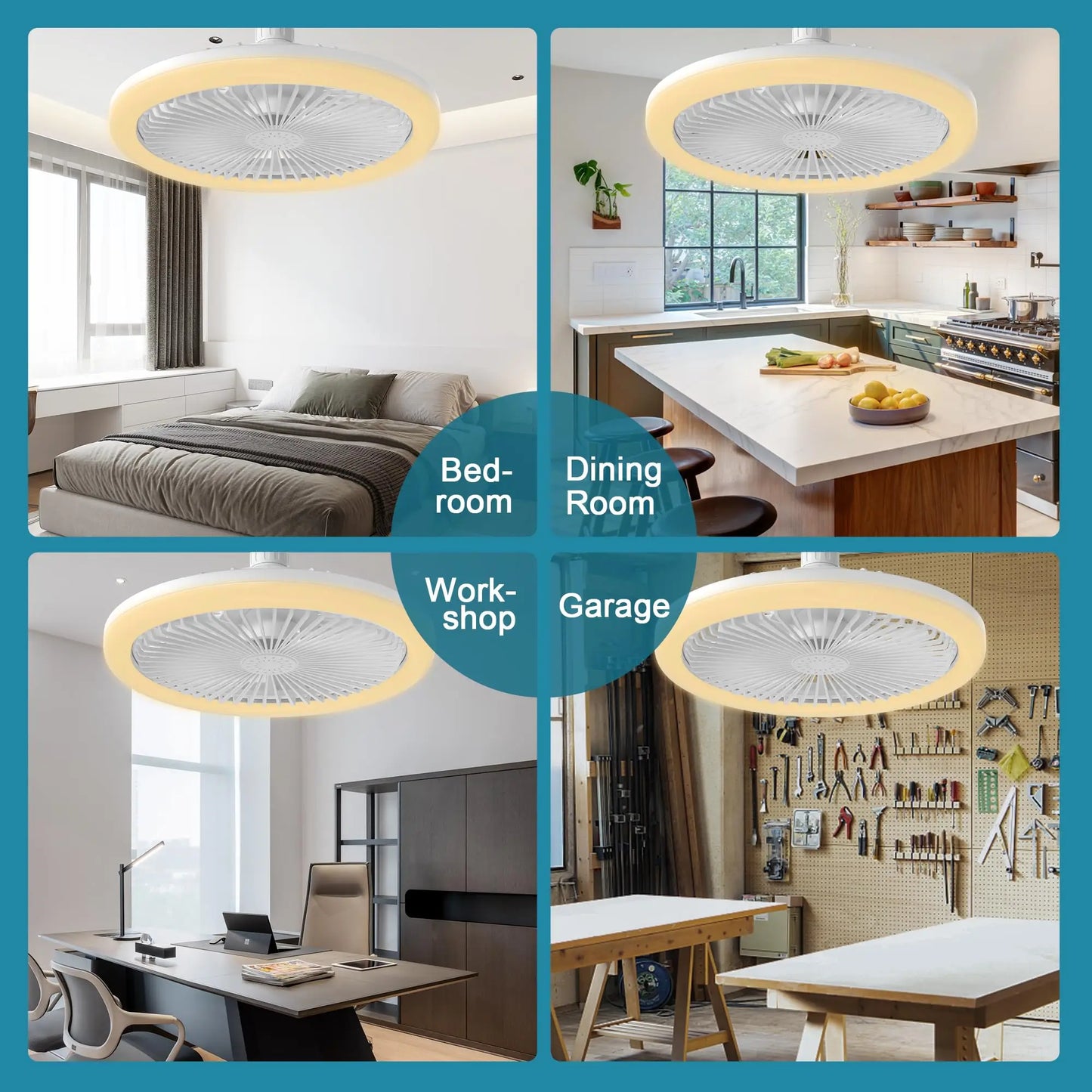 IRALAN E27 Ceiling Fan Light with Remote – 3-Speed Quiet Fan & LED Lighting (No Wiring Needed)