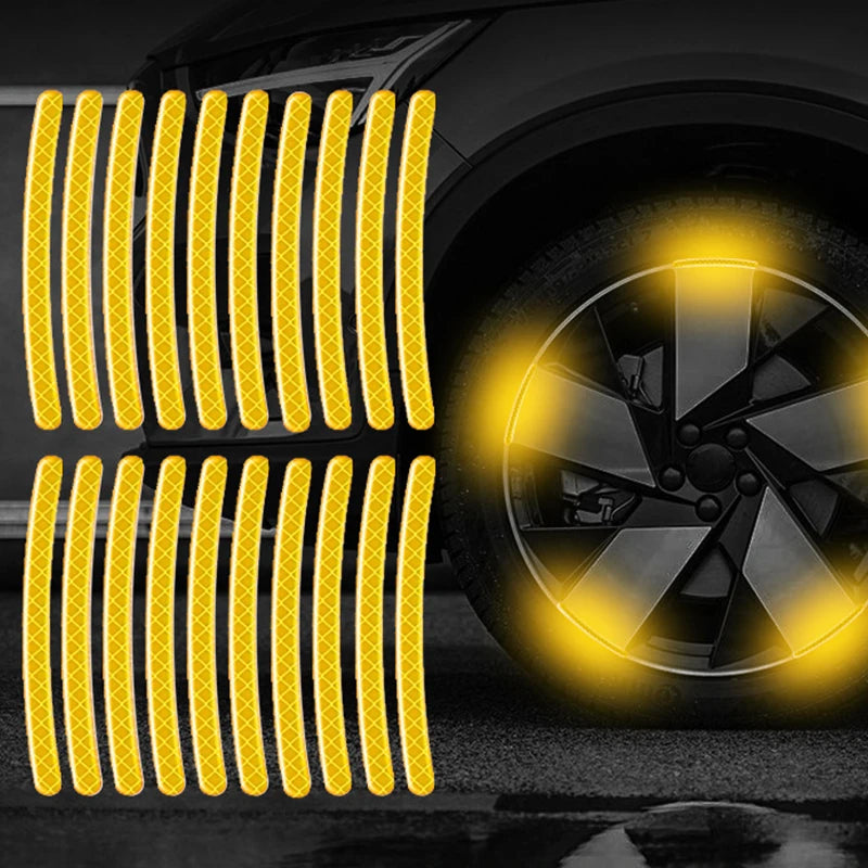 Reflective Car Wheel Hub Stripe Stickers – Luminous Safety Decals (20/40 Pcs)/Car