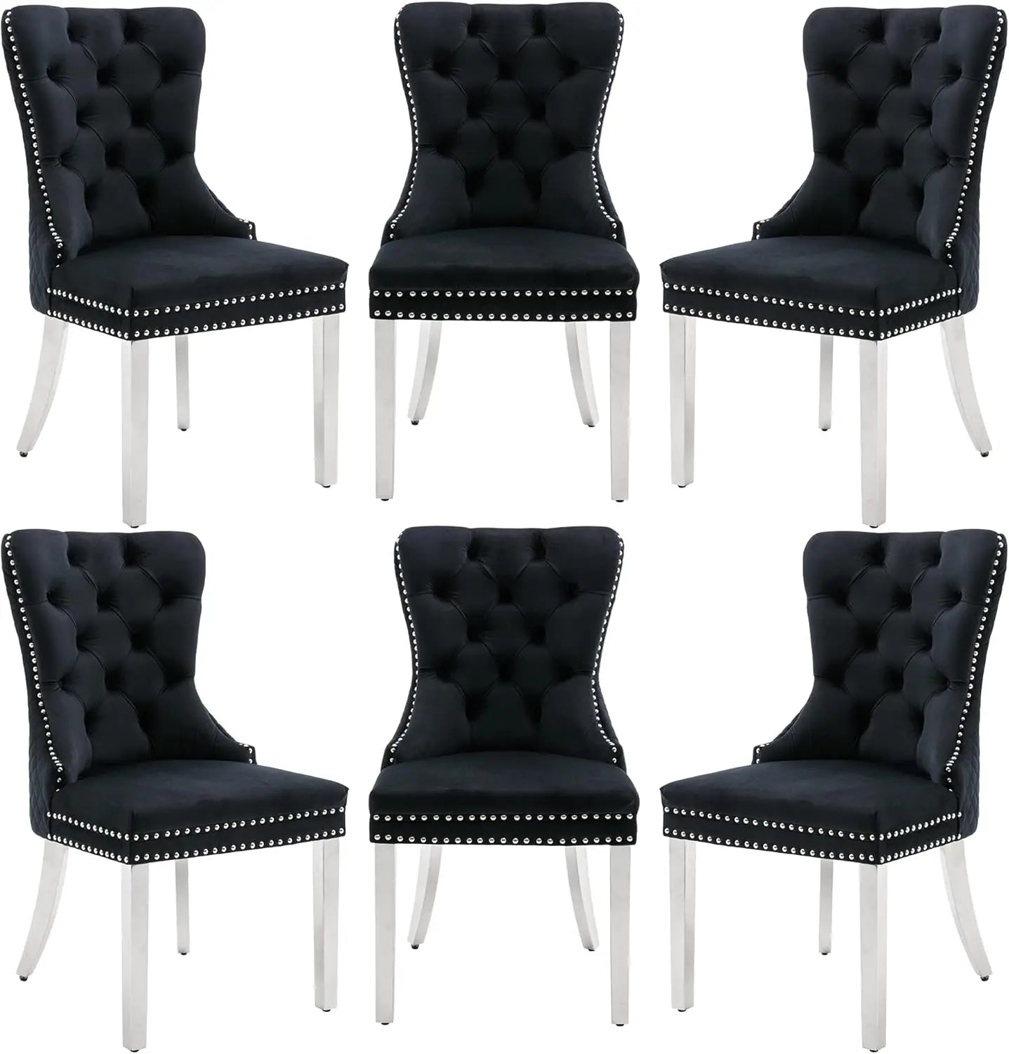 Luxury Velvet Dining Chairs (Set of 2) – High Back with Nailhead Trim & Lion Head Ring Pull\ Living Room Decor – Wall Art, Curtains, Clocks, Furniture & More